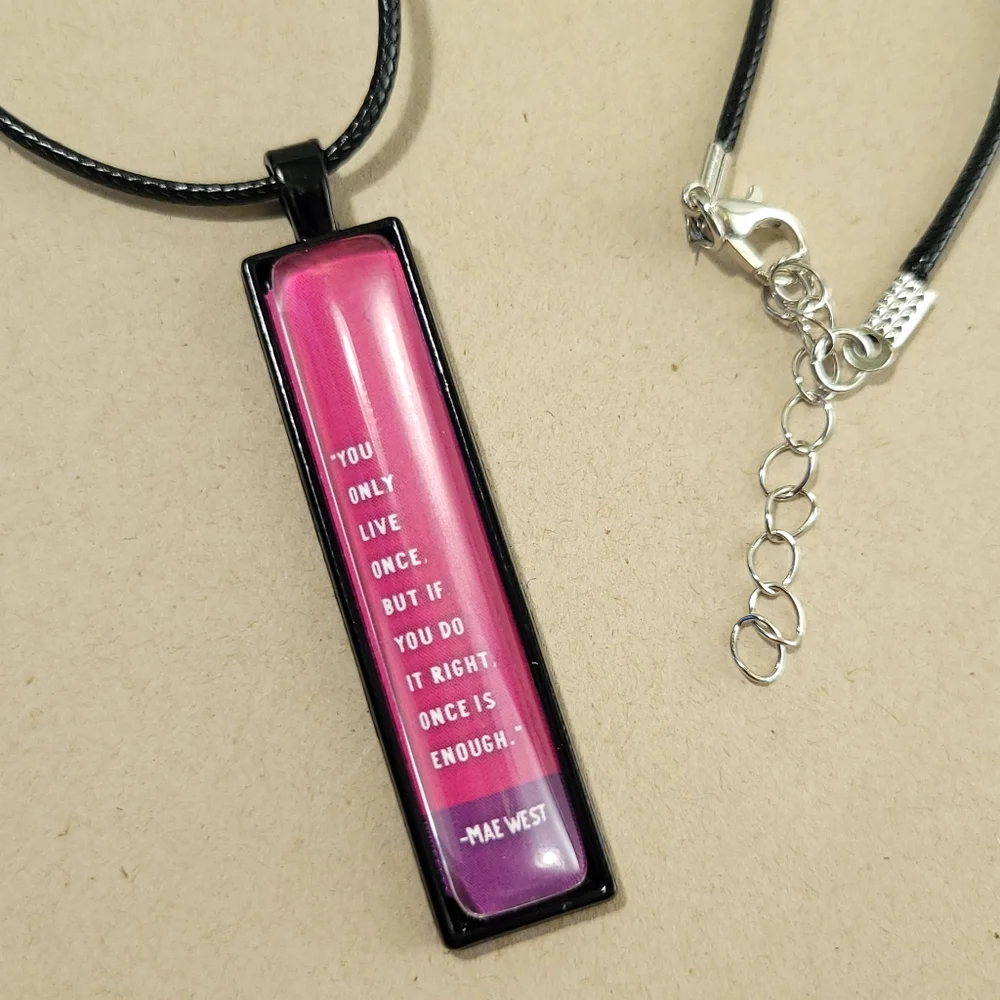 YOU ONLY LIVE ONCE Vertical Pendant Necklace